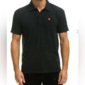 Aviator Nation Polo Shirt Logo Embroidery Short Sleeve Charcoal Men's XS
